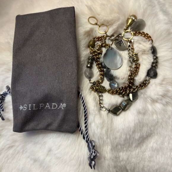 Silpada Two-Tone Metal & Stone Chain Bracelet - Picture 1 of 5